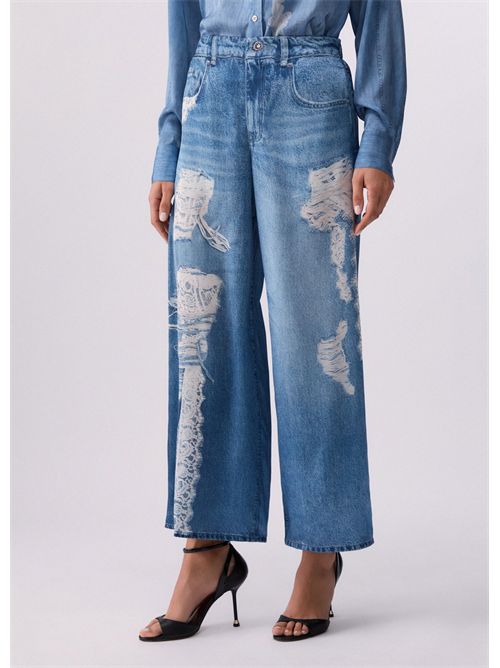 Pantaloni flare con stampa digitale LIU JO | UA6312T5958/79044